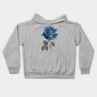 Blue Rose Drawing, Flower Drawing, Gift For Her Kids Hoodie